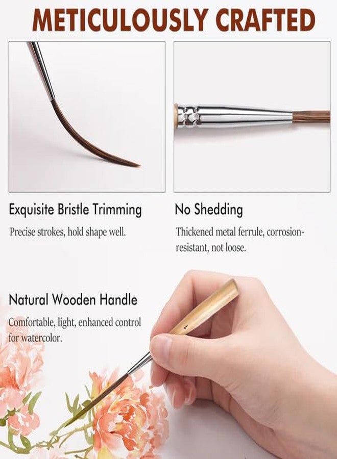 Like-It Like it Long Liner Fine Detail Paint Brush Set 3 Pcs Ultra Long Round Hair Hook Short Handle for Filling Corners, Marking, Outlining, Creating Edge Borders - Watercolor Acrylic Oil Szie 0,1,2 (Brown) - Image 2